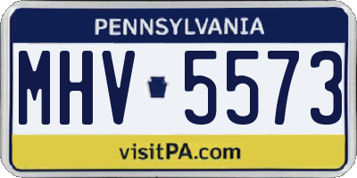 PA license plate MHV5573