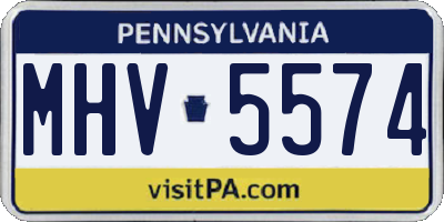 PA license plate MHV5574