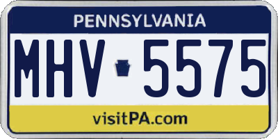 PA license plate MHV5575