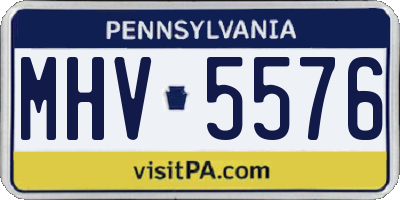 PA license plate MHV5576