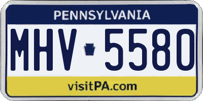 PA license plate MHV5580