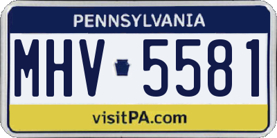 PA license plate MHV5581