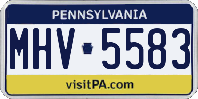 PA license plate MHV5583