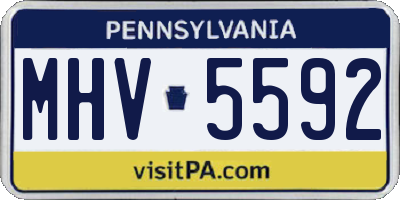 PA license plate MHV5592