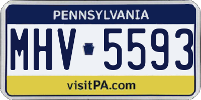 PA license plate MHV5593