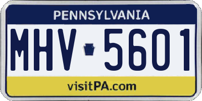 PA license plate MHV5601