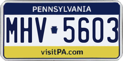 PA license plate MHV5603
