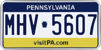 PA license plate MHV5607