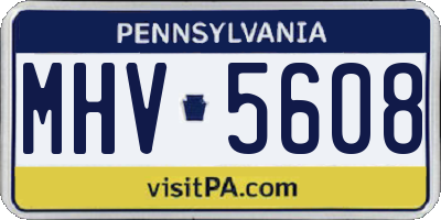 PA license plate MHV5608