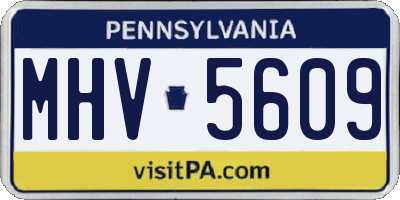 PA license plate MHV5609