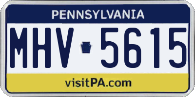 PA license plate MHV5615
