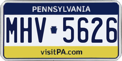 PA license plate MHV5626