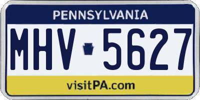 PA license plate MHV5627