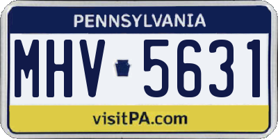 PA license plate MHV5631