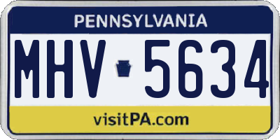 PA license plate MHV5634