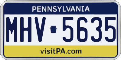 PA license plate MHV5635
