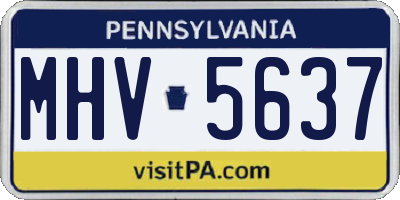 PA license plate MHV5637