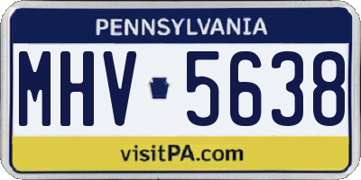 PA license plate MHV5638