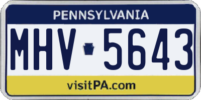 PA license plate MHV5643