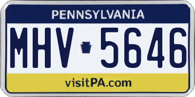 PA license plate MHV5646