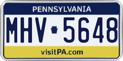PA license plate MHV5648