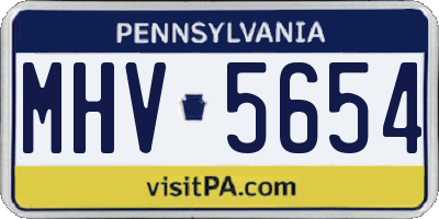 PA license plate MHV5654