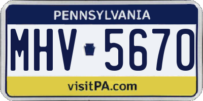 PA license plate MHV5670