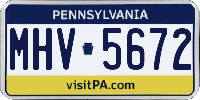 PA license plate MHV5672