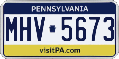 PA license plate MHV5673