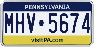 PA license plate MHV5674