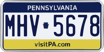 PA license plate MHV5678
