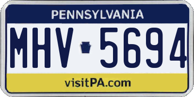 PA license plate MHV5694