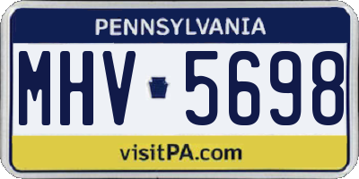 PA license plate MHV5698
