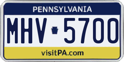 PA license plate MHV5700