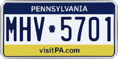 PA license plate MHV5701
