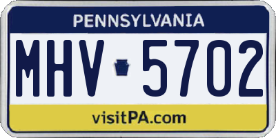 PA license plate MHV5702