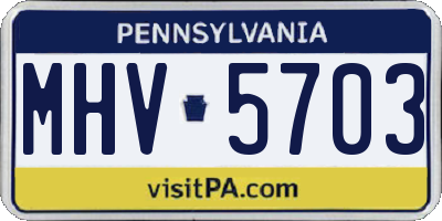 PA license plate MHV5703