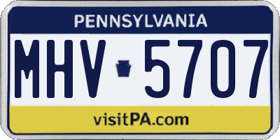 PA license plate MHV5707