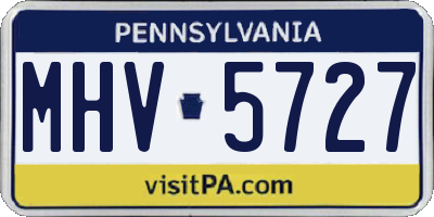 PA license plate MHV5727