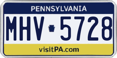 PA license plate MHV5728