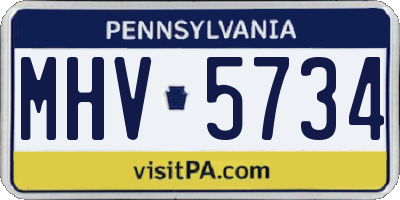PA license plate MHV5734