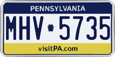 PA license plate MHV5735