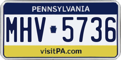 PA license plate MHV5736