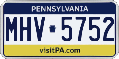 PA license plate MHV5752