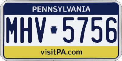 PA license plate MHV5756