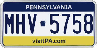 PA license plate MHV5758