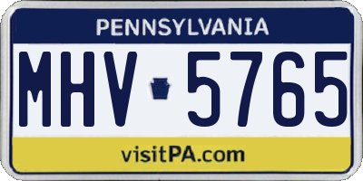 PA license plate MHV5765