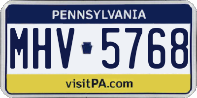 PA license plate MHV5768