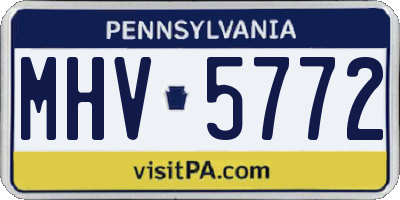 PA license plate MHV5772