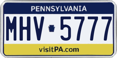 PA license plate MHV5777